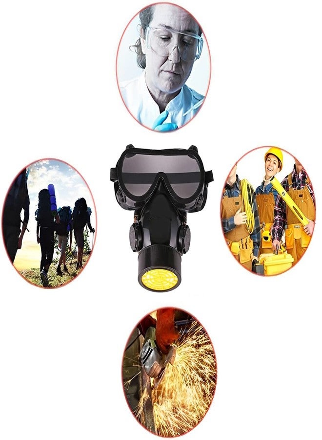 MEZON قناع تنفس MEZON للحماية من الغبار مع نظارات واقية، قناع تنفس مزود بخرطوشة فلتر واحدة مع نظارات واقية - Image 5